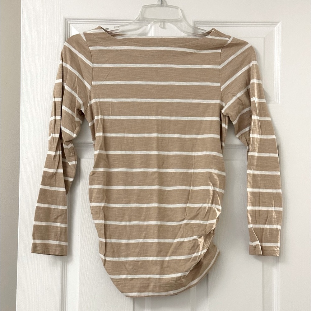 Old Navy Long Sleeve Beige Stripe Shirt sz S